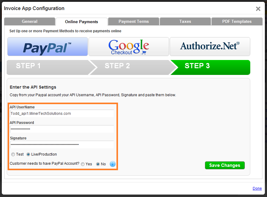 Set up Paypal with Apptivo