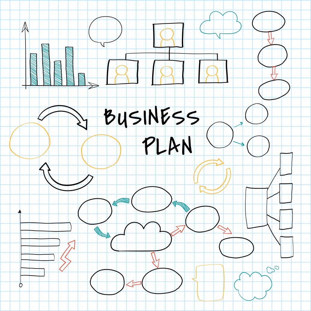 Business plan set with chart and graph vector